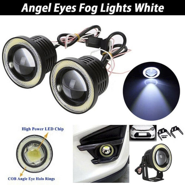 2,5'' 15W Bil Hvid COB LED Projektor Angel Eyes Blue Ring DRL Blue 1Pcs