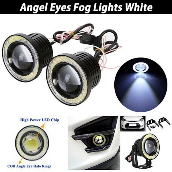 2,5'' 15W Bil Vit COB LED Projektor Angel Eyes Blå Ring DRL Blue 1Pcs
