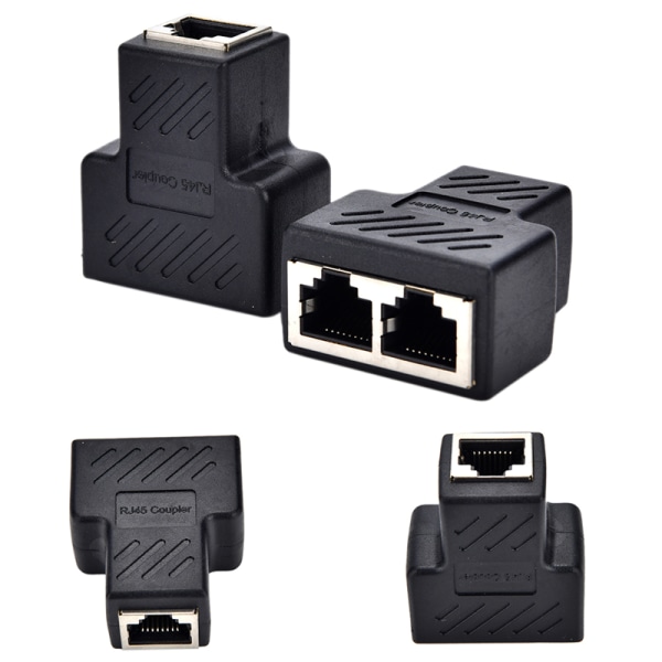 1 till 2 LAN Ethernet Nätverkskabel RJ45 Splitter Plug Adapter Co Black 3.5x4.2cm