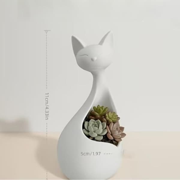 Nordisk minimalistisk blomkruka kattformad 3D-printad kattblomma White