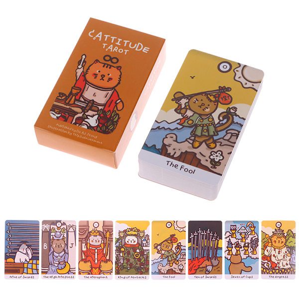Cattitude Tarot Card Prophecy Fate Divination Deck Family Party Multicolor one size