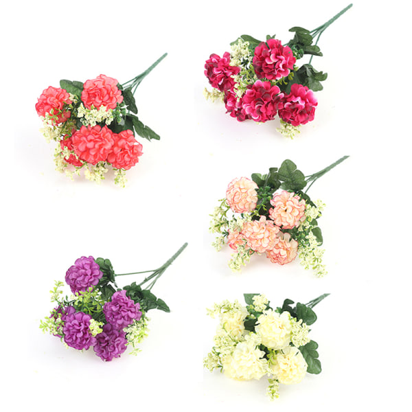 1 bukett 5 hoder hortensia Silkeblomst kunstig blomst Holdi Purple one size