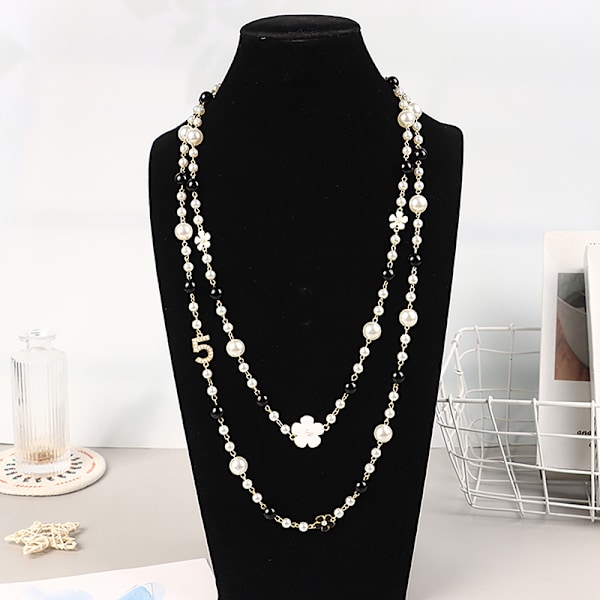 Klassisk utsökt pärl-lång tröj-halsband Mode Damdel A2