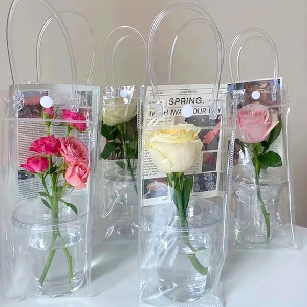 PVC Blomsterpose Boder Blomsterpose Transparent Tote Bag DIY Enkelt one size