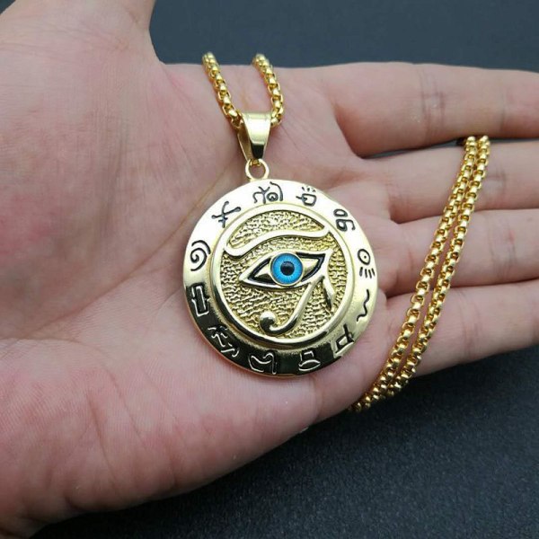 Det gamle Egypten The Eye Of Horus Pendant Halskæder Rustfrit Stee Gold one size