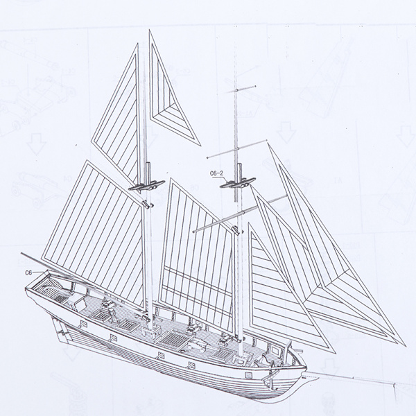 1:100 Halcon träsegelbåt modell DIY Kit Ship Assembly De A one size