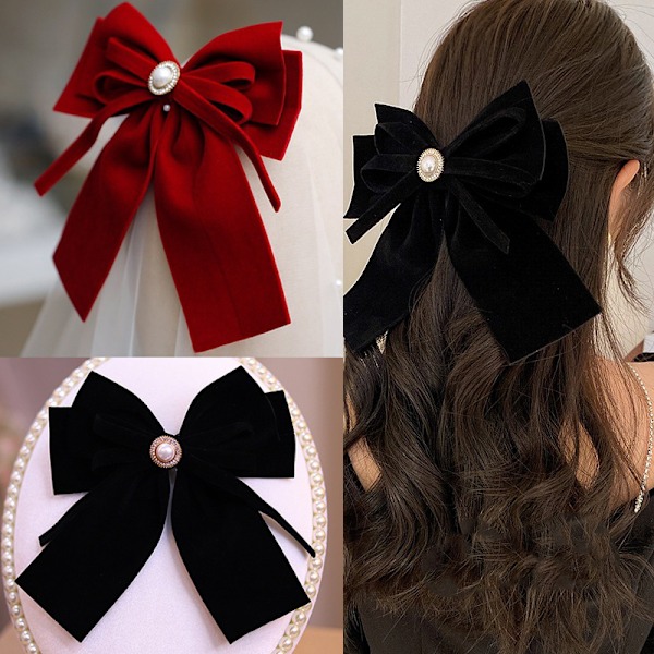 Elegantti Sametti Jousi Hiuspinni Nauha Jousi Poninhäntä Barrette H A4