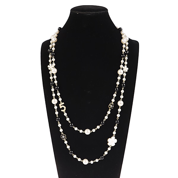 Klassisk utsökt pärl-lång tröj-halsband Mode Damdel A7