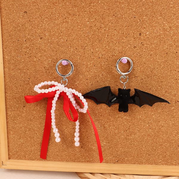 Halloween Flocking Lepakko Kissa Avaimenperä Söpö e Rusetti Helmi Avaimenperä B A3