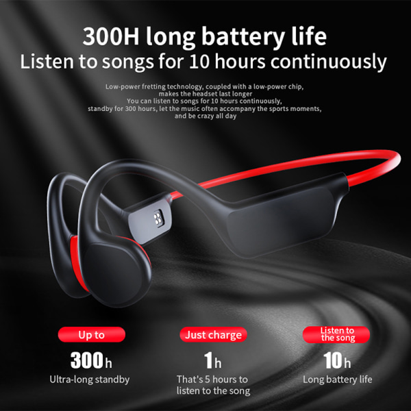 Bone Conduction -kuulokkeet Langaton Bluetooth MP3-soitin Hifi E Red onesize