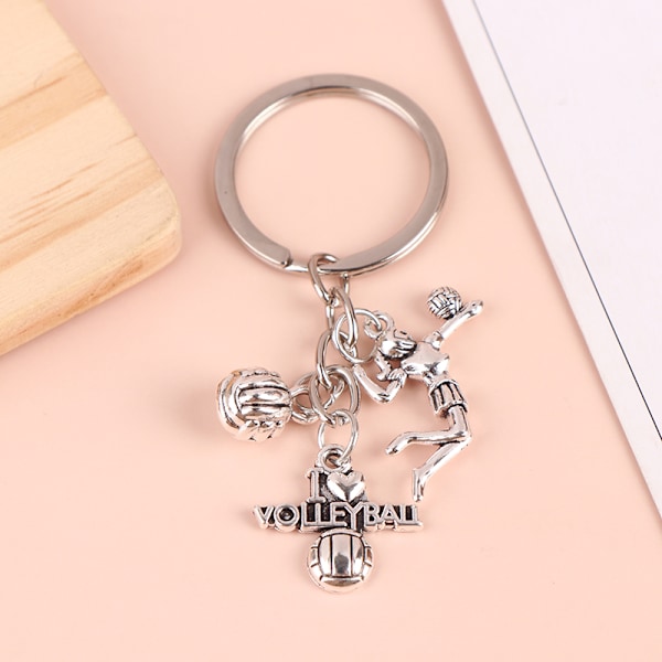 Kreativ DIY nøkkelring volleyballspiller legering nøkkelring charms A onesize