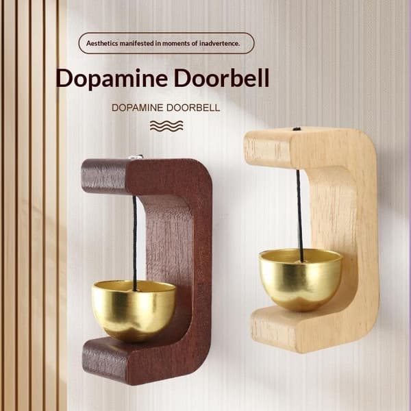 Dopamine dörrklocka i trä med magnetisk mässingsklocka Walnut chimes
