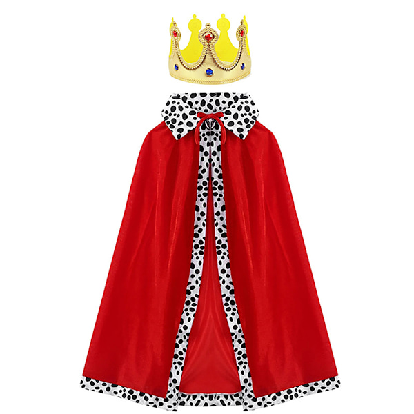 Barn Kung Kejsare Halloween Kostym Röd Mantelkung Prins Robe A2