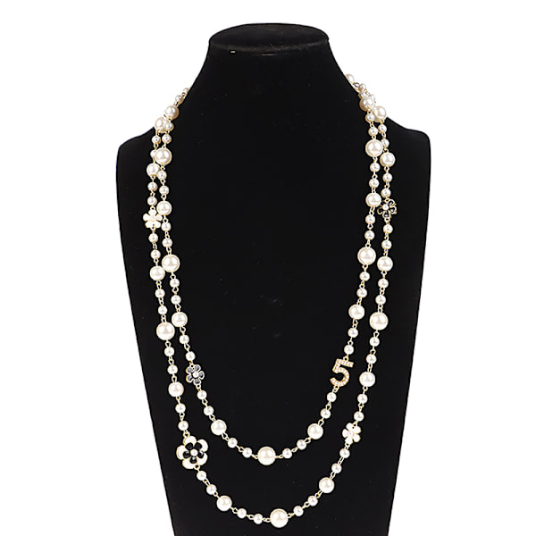 Klassisk utsökt pärl-lång tröj-halsband Mode Damdel A6