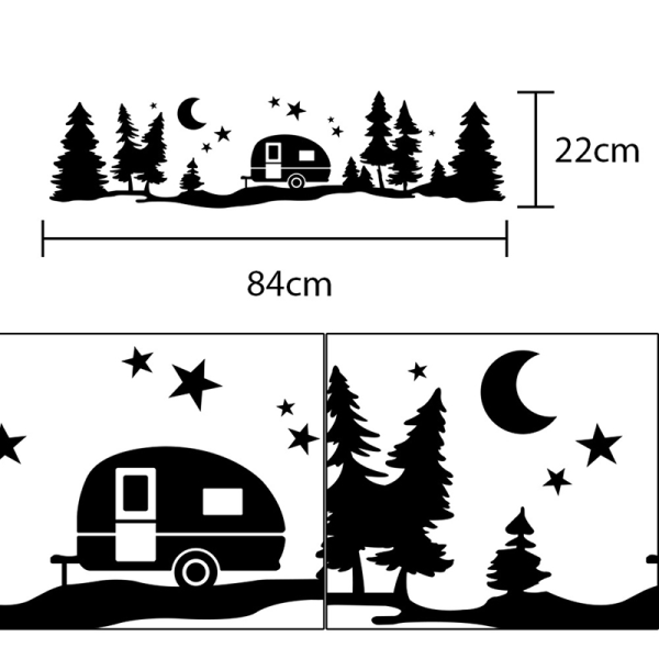 Trees Forest Vinyl Body Decal Sticker för SUV RV Van Caravan Of Black One Size