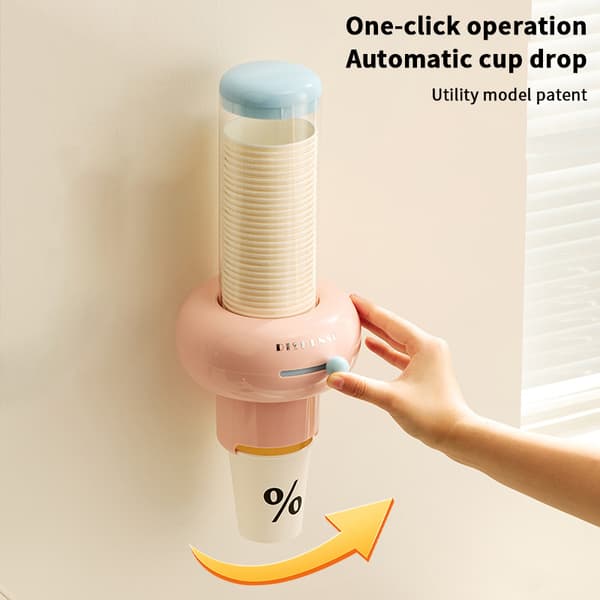 Veggmontert koppdispenser for engangskopper i plast Pink