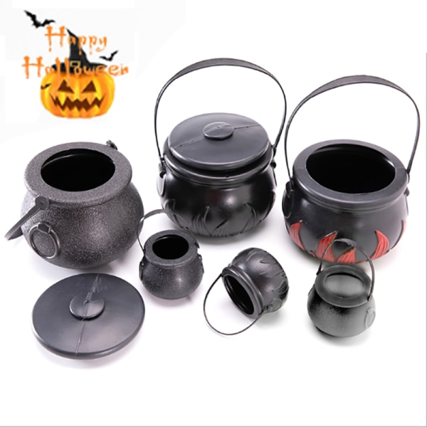 1 kpl Halloween Candy Pot Cauldron Uutuus Halloween Bucket Orna Large with fire