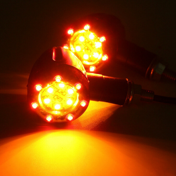 2 Stk Motorcykel Cykel LED Amber+rød Blinklys Blinklys Ind Yellow 2Pcs