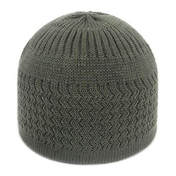 Afslappet Strikket Muslimsk Mænds Bønnehuer Vinter Varme Beanies Hat I Army green
