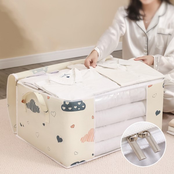 Quilt Förvaringsväska Kläder Sängväskor Polyestertyg Dustpr Beige L