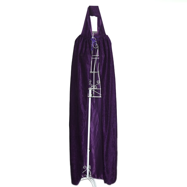 Halloween Børn Cosplay Death Cape Long Hooded Cloak Wizard Purple
