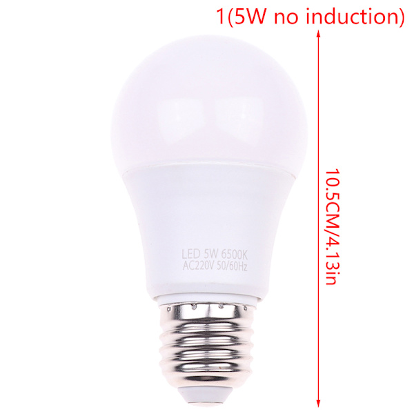 E27 PIR-liiketunnistinlamppu 5W 9W 15W LED-polttimo liiketunnistimella White light 5W no induction