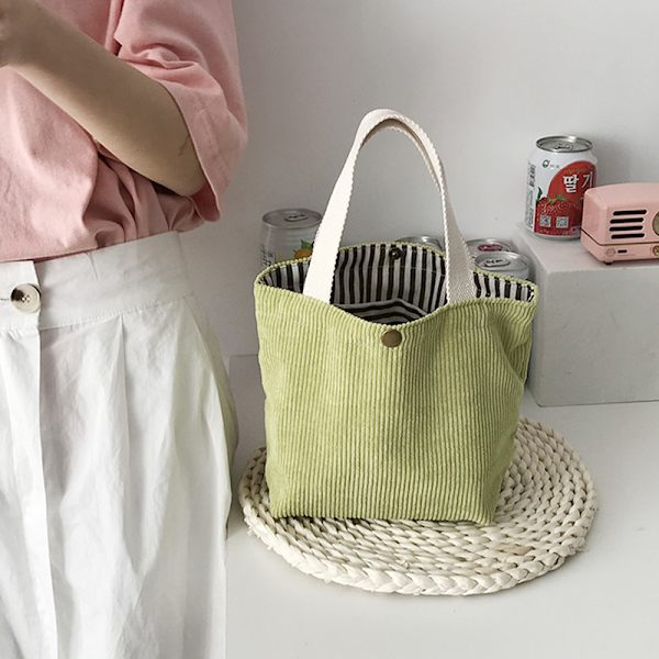 Vesker for kvinner Corduroy Håndvesker Gjenbrukbare lunsjposer Casual Sho Light green one size