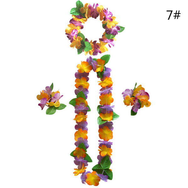 4 stk/sæt Hawaiian Flower Leis Garland halskæde DIY dekoration F 7 One Size