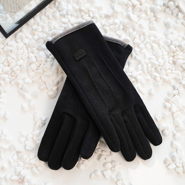 Vintertjocka Plåsterhandskar för Kvinnor - Mode, Varma, Mocka, Utomhus Black
