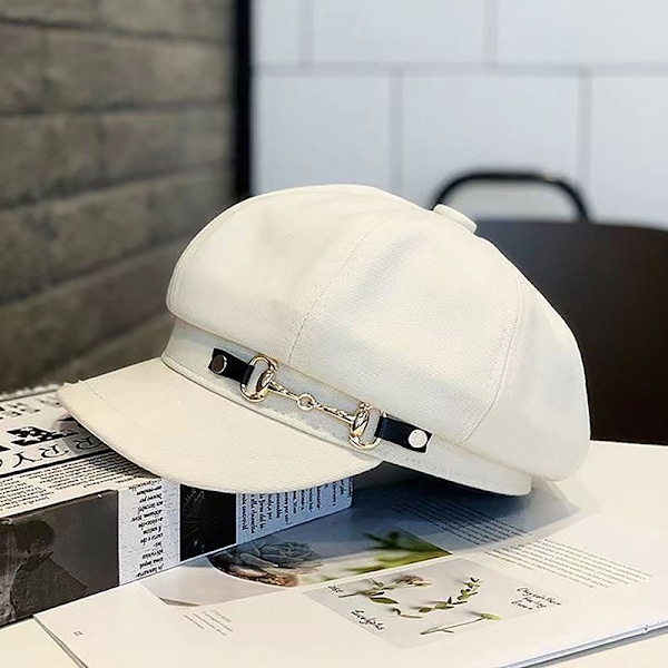 Damberetter Retro Beretter Kepsar för Kvinnor Hattar Bonnets Ha Beige