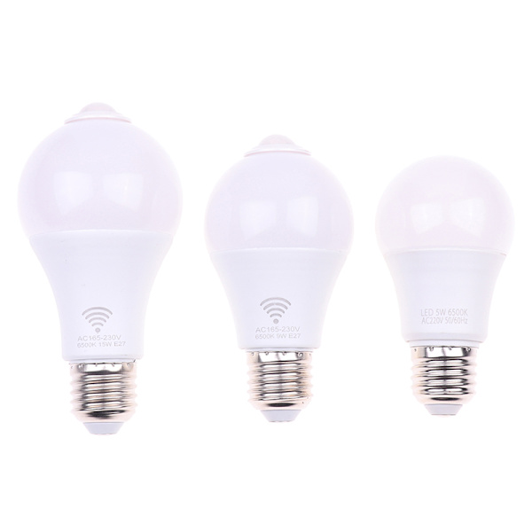 E27 PIR-liiketunnistinlamppu 5W 9W 15W LED-polttimo liiketunnistimella White light 5W no induction