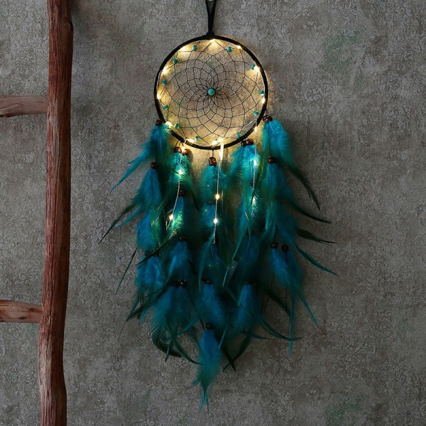 Lantern Dream Catcher Creative Wind Chime Pendant Bil Pendant H Blue