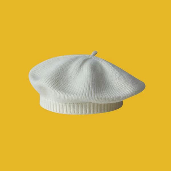 Modebebistickad Beret Hatt Solid Färg Barn Varm Purple