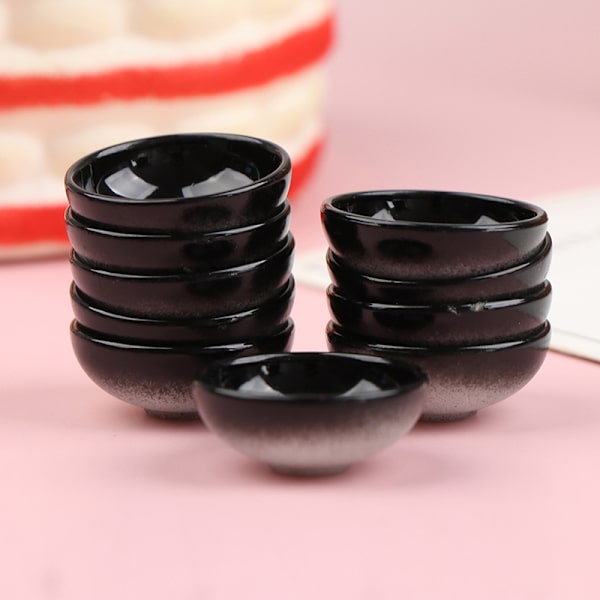 10 stk. Miniature skålfad Rund 1/12 skala Dukkehus Køkken D Black