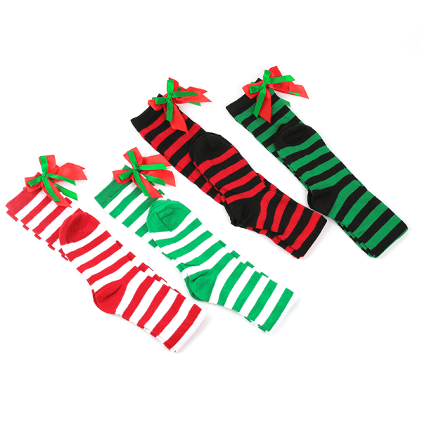 Julepynt Sokker Stripete Langstrømper Christmas Deco Green A10