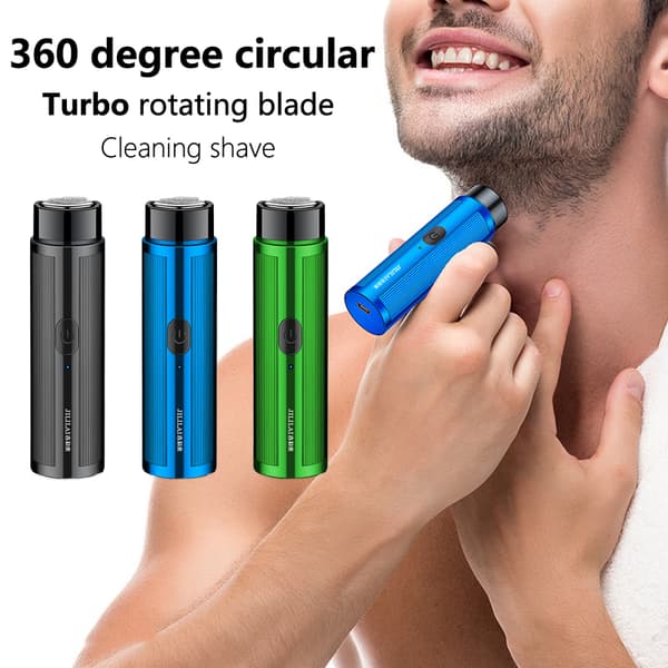 Mini USB elektrisk barberhøvel Bærbar Roterende ter Head Beard S Black One Size