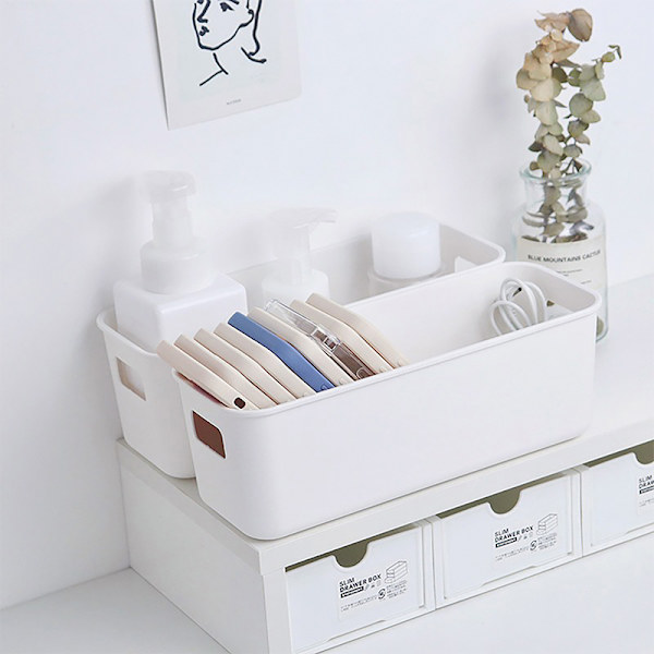 Enkel skrivebordsmobiltelefon etui opbevaringsboks kosmetik diverse White