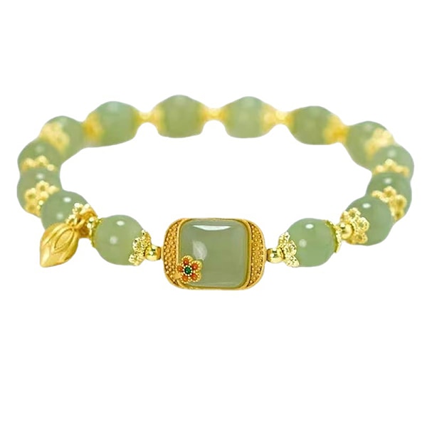 Stil Imiterar Hetian Jade Armband Kvadrat Socker Lotus Pärlor One Size
