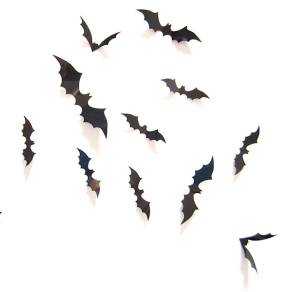 12 kpl Halloween-koristetta 3D musta PVC-lepakko Halloween-juhlat one size