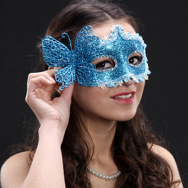 Mote Luksus Venetian Masquerade Mask Kvinner Jenter Sexy Fox Ey Blue ONESIZE