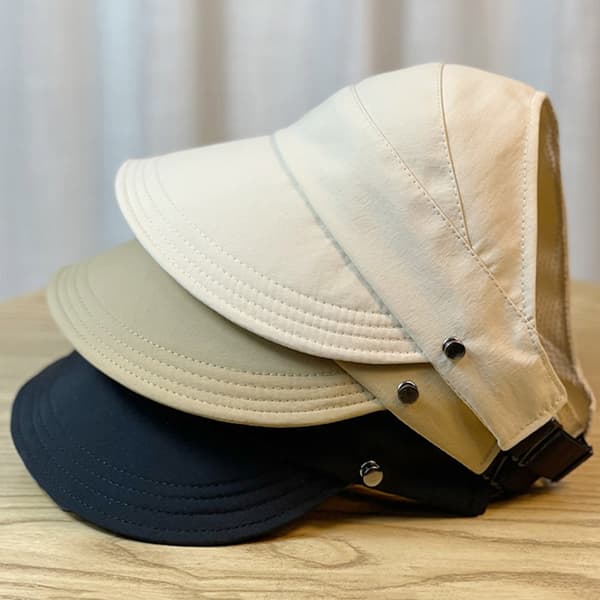 Justerbar Solhatt med Bred Brätte, Vikbar Keps, Sommarvisir Black