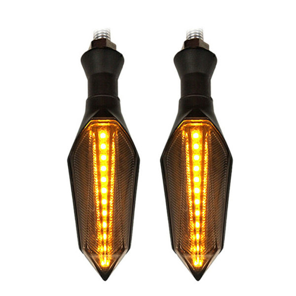 2 stk 8mm motorcykel LED blinklys sekventielt flydende Fla Yellow 2Pcs