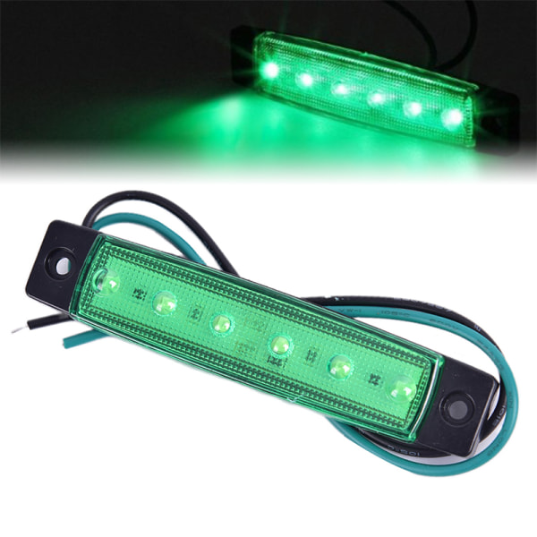 2PC 12V 6LEDS Lastebil Side Marker Indikator Lav Led Tilhenger Lys Green 2Pcs