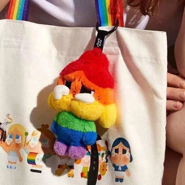 Pop Mart pehmolelu riipus sateenkaari Crybaby tyttö nukke avaimenperä avain R one size