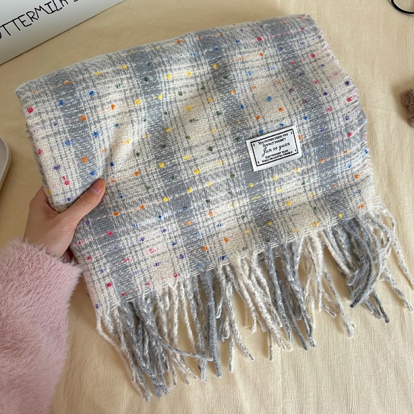 Imitation Cashmere Dame Sjal Vinter Preppy Stil Vintage Plaid Black