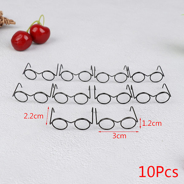 10 Stk Mode Rundt Stel Lensless Retro Cool Dukke Briller Til Black S