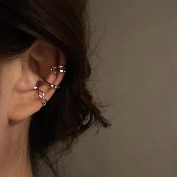 3 stk./sæt Clips Øreringe til kvinder Unisex Minimalistisk Mode Vogn One Size