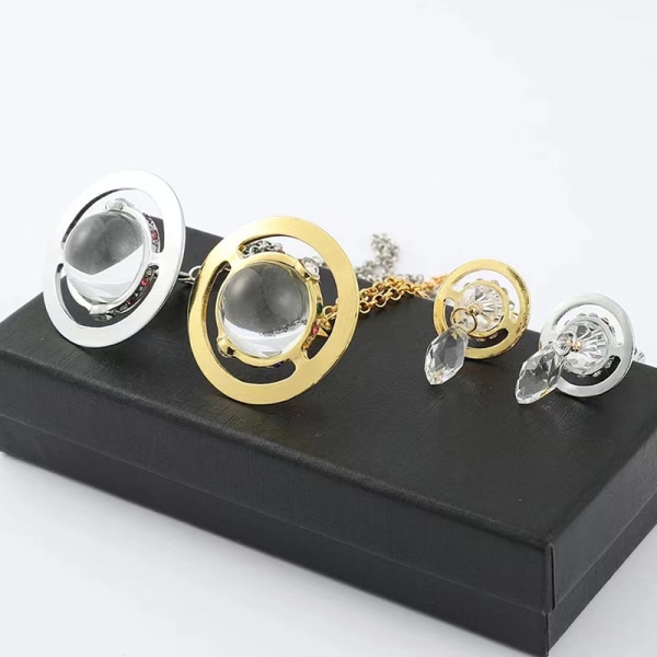Planet Saturn Crystal Orb Halskjede øredobber Stud smykker Wome Gold  Earrings 63c8 | Gold | Earrings | Fyndiq