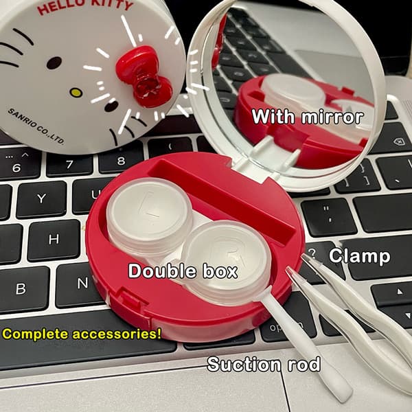 Hello Kitty Kontaktlinseetui Skjønnhetselev Oppbevaringsboks Linse C A1