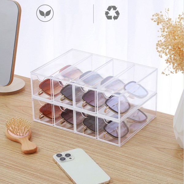 Silmälasien säilytyslaatikko 4 kerrosta Suuret lasit Organizer Multif Transparent one size